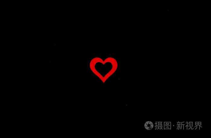 红色的心的形状象征孤立在黑色可用复制空间爱情观