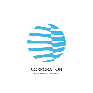 火焰科技公司logo设计抽象矢量标志概念插画.在圈中的抽象条纹.