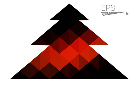 暗红色低多边形风格圣诞树矢量图由三角形组成。抽象的三角形多边形折纸或水晶设计新的一年的庆祝活动。白色背景上孤立