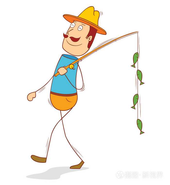 快乐幸运的渔夫