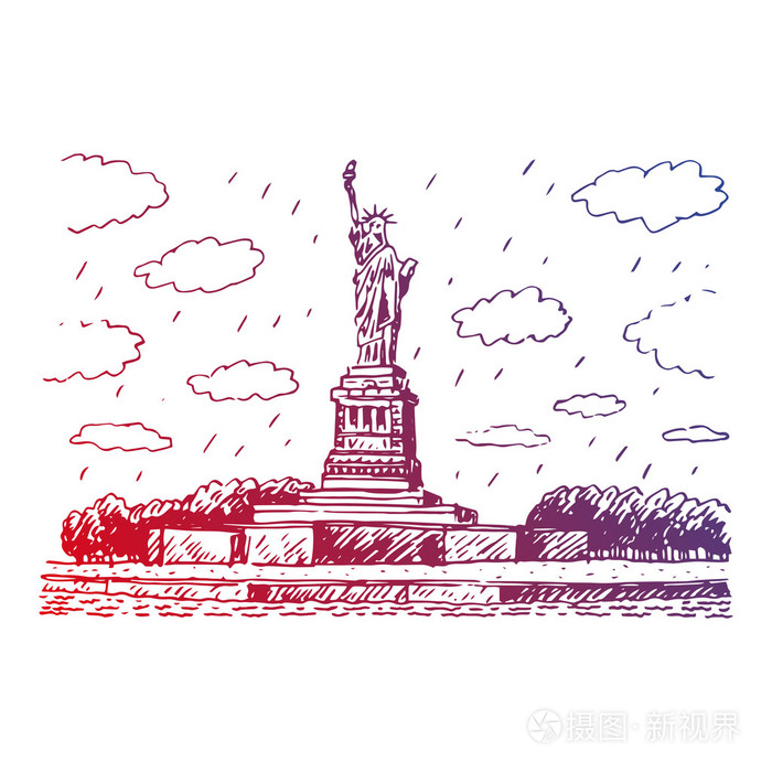自由,纽约,美国的雕像插画-正版商用图片1l7cbp-摄图新视界