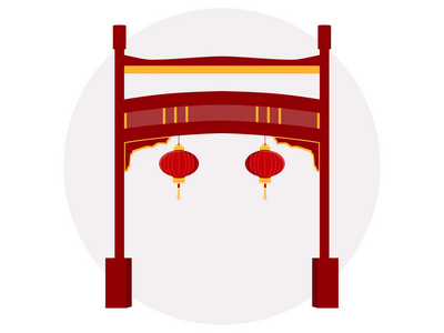 中国的大门。Paifang.Vector 图