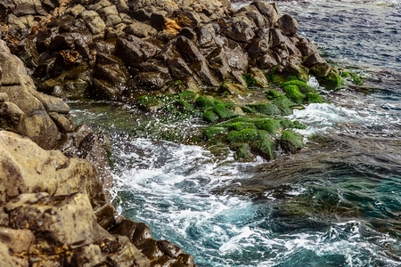 海滩石头在海洋抽象背景