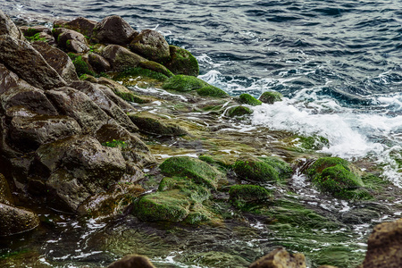 海滩石头在海洋抽象背景