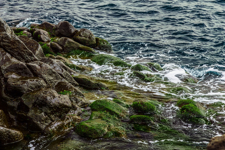 海滩石头在海洋抽象背景