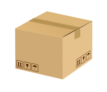 白色背景上的密封的纸箱照片