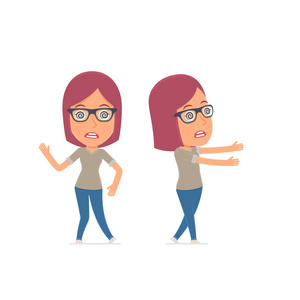 疯狂和精神错乱的女孩设计字符器奇怪姿势下照片