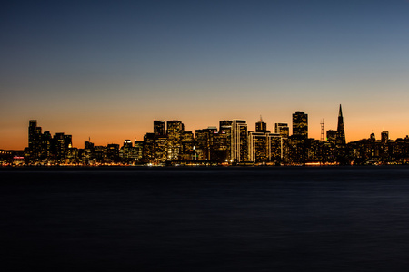 旧金山日落时的天际线