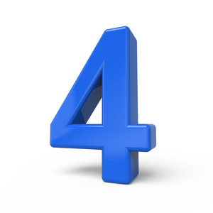 3d 光泽蓝色数字 4照片