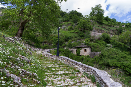 在 Syrrako 村，伊庇鲁斯，希腊景观