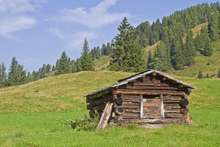 在 Lesach 山谷的干草小屋