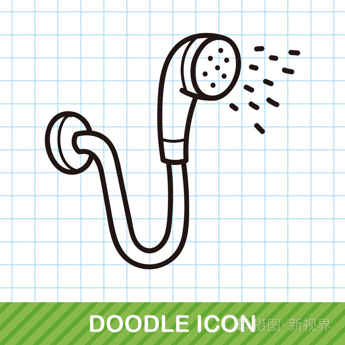 淋浴喷头涂鸦矢量图