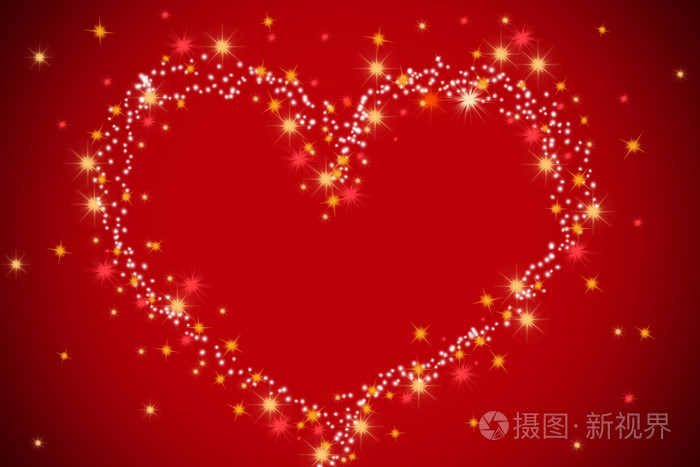 红色背景-星星般的心圣情人节