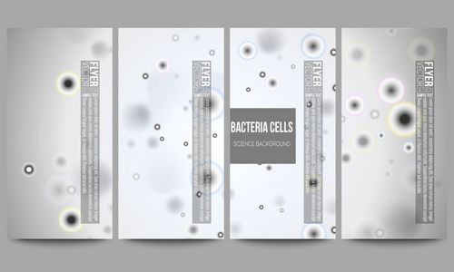 一整套现代传单。分子生物学研究，细胞的灰色，科学矢量背景