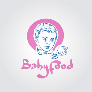 婴儿食品矢量 logo 设计模板。孩子或孩子的图标