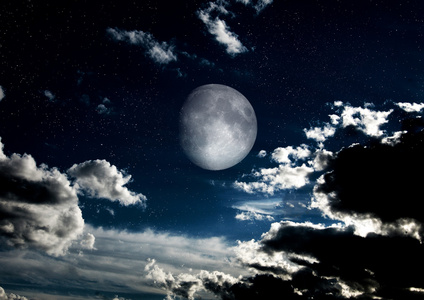 夜晚的天空月亮图片