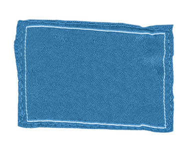 孤立的白色背景上的蓝色纺织标签