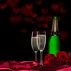 情人节玫瑰与香槟