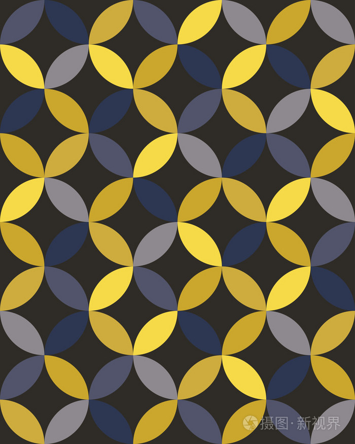 矢量现代无缝彩色几何重叠圆圈图案, 抽象的几何背景色, 枕多彩多姿的