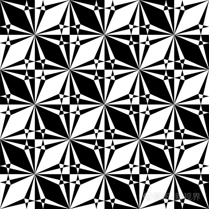 黑色和白色抽象几何背景,枕头打印, 单色复古纹理,时髦时尚设计