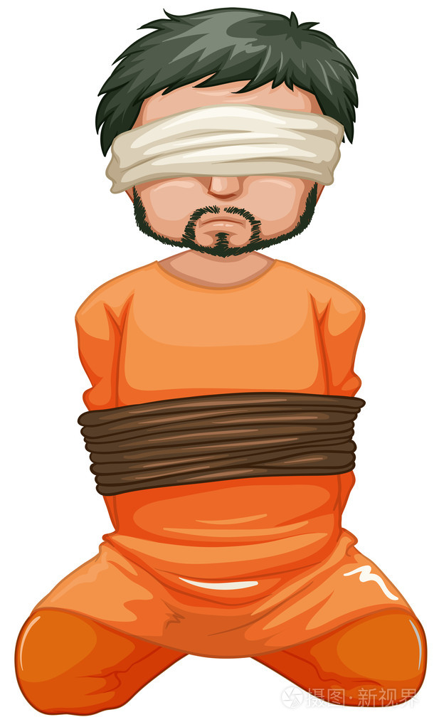 人质被捕获并被蒙上眼睛