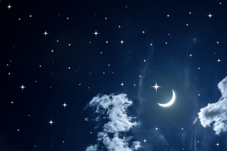 夜空与星星和月亮照片