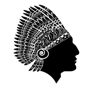 美洲印第安人头的轮廓