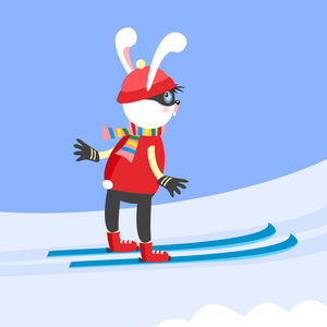 那只小白兔滑雪