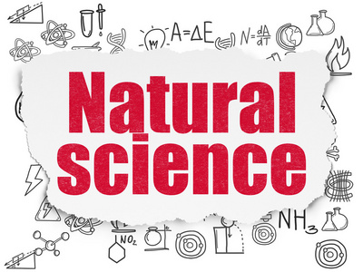 科学概念 自然科学撕裂纸张背景上