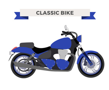 矢量摩托车插画。孤立在白色背景上的摩托车 自行车