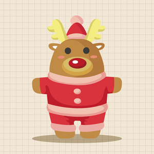 动物麋鹿卡通圣诞风格主题元素