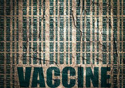 疫苗文字和条形码从相对的词语。混凝土纹理