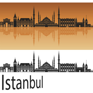 橙色的伊斯坦布尔天际线