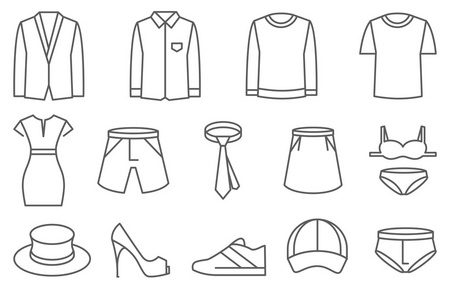 平跟鞋线描画衣服矢量线图标照片