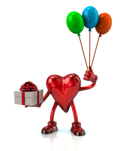 心捧礼品盒和气球