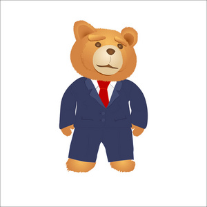 卡通玩具熊在一套西装和领带