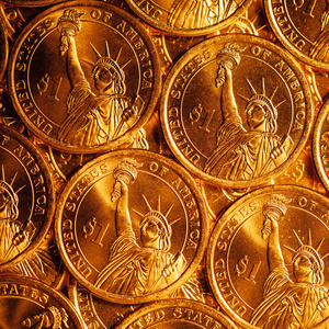 黄金美元硬币背景