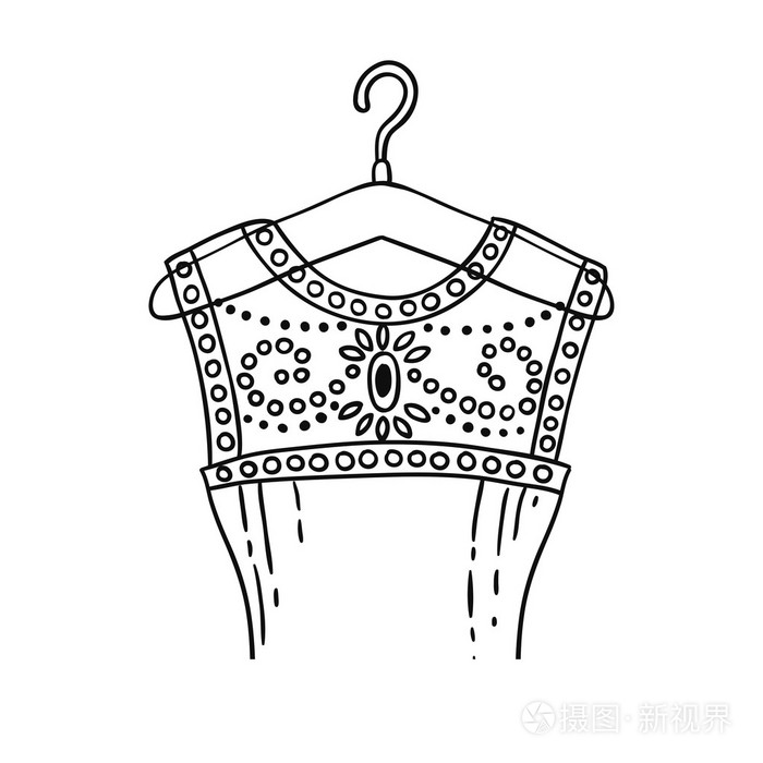 美丽的衣服挂在衣架,矢量时尚插画上