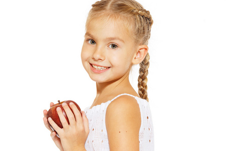 迷人的女孩，与一个苹果