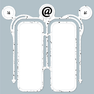 两个相连接的框架，为您的文本和电子邮件的图标的