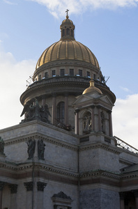 圣彼得堡俄罗斯。 圣伊萨克大教堂穹顶