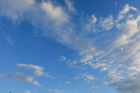 蓝蓝的天空，云层密布，天气晴朗天空背景