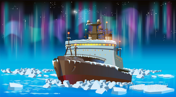 在晚上的破冰船