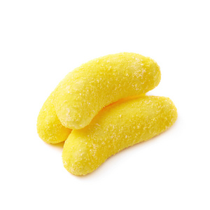 香蕉形孤立的咀嚼糖果