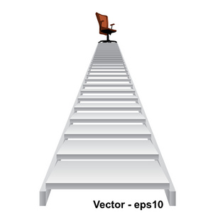 拿一张椅子的白色楼梯