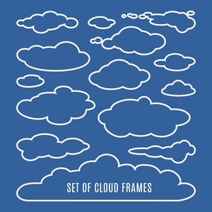 云在蓝色背景分离的可编辑插图