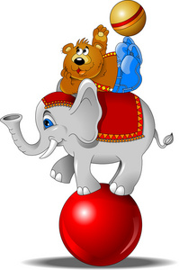 大象和熊杂耍球
