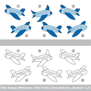 视觉的游戏。找到隐藏的夫妇的飞机