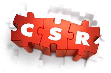 CSR白色单词红色拼图。