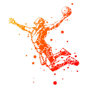 抽象的篮球运动员在跳的插图